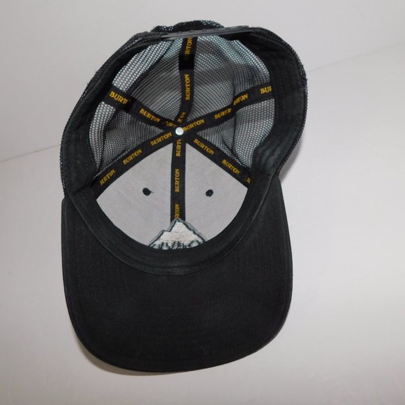BURTON Look Yonder Black Trucker Snapback Hat Cap Logo Mountain - Picture 3 of 6
